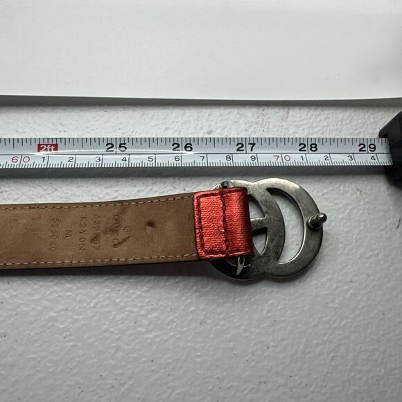 GUCCI Leather Belt Red Gg Marmont Double G Buckle Stylish - EUC main image 3